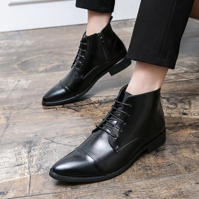 Hot Sale Classic Men Formal Boots Handmade Pointed Toe Men Ankle Boots Outdoor Male Basic Business Shoes Side Zipper Dress Shoes