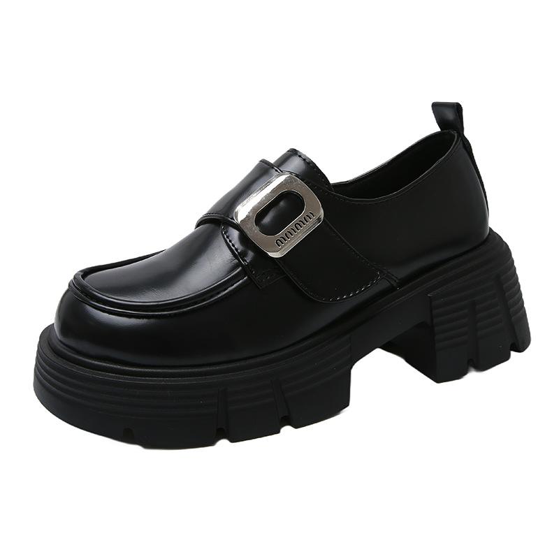 

Spring fashion one-pedal lazy shoes British style women s trend thick-soled heightening shoes buckle casual small leather shoes 40