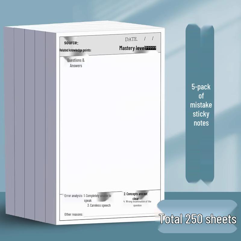 Error Correction Sticky Notes for Students – English & Math, High-Value Words, Mini Notebook