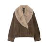 Giacca Cappotto da Donna in Ecopelliccia con Texture Scamosciata