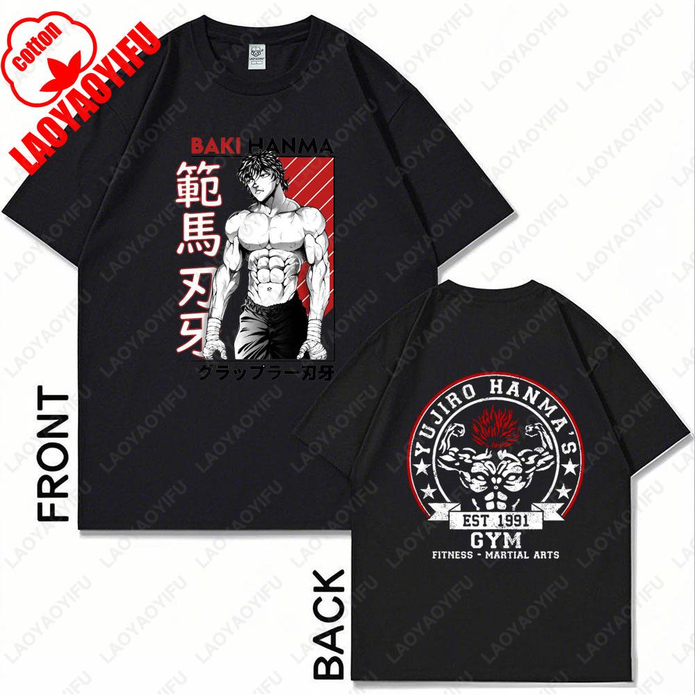 

Man Women TShirt Yujiro Hanma T Shirts Harajuku Baki Anime Otaku Summer Tee Shirt Classic Loose High Quality Cotton Tee 4XL