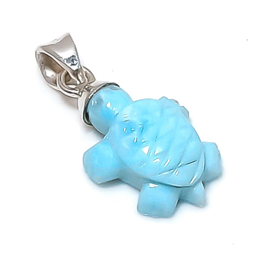 

Natural Larimar Gemstone Handmade 925 Sterling Silver Jewelry Pendant 1.06 s0A05