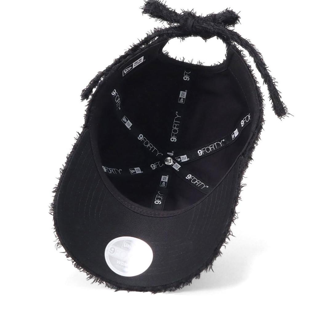 New Era 9FORTY Long Visor Ribbon Strap Shaggy Lace Cap Black FREE Size (ONSPOTZ Exclusive)
