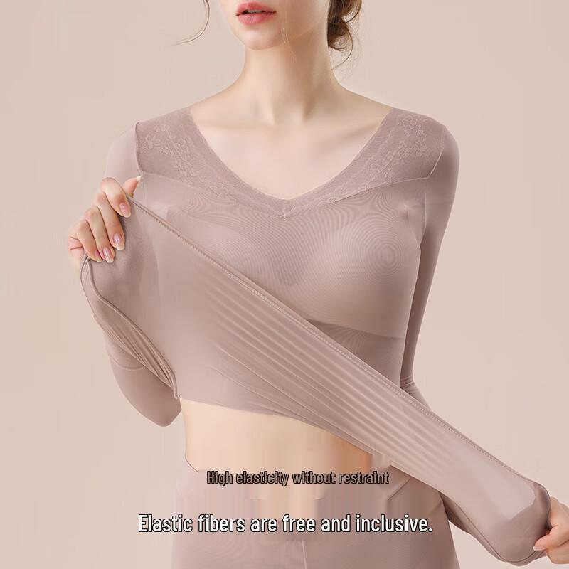 Maoren Women's Hyaluronic Acid Moisturizing Seamless Thermal Underwear Set