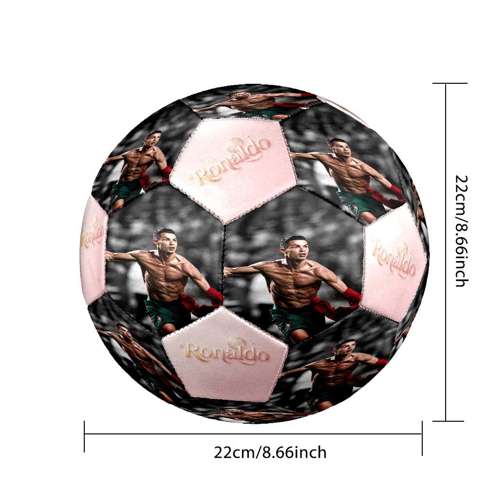 Ronaldo's Football Player Stadium Soccer Ball Size 5 Football Machine Sewn Indoor/Outdoor Training and Matches Unique Gift for Soccer Lovers