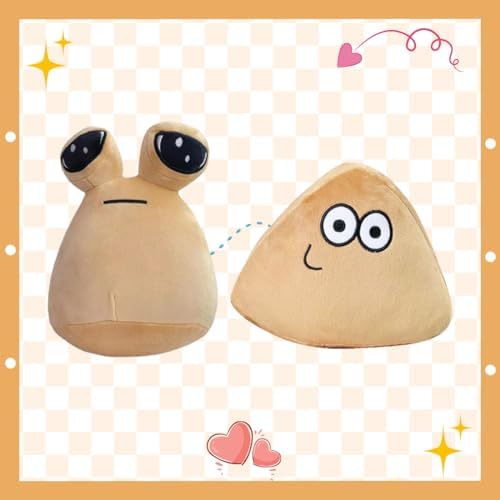 Pou Alien Kuscheltier 22cm Cartoon Anime Stofftier Haustier für Kinder, Schlafzimmerdekoration, Geburtstags-Weihnachtsgeschenk für Jungen Mädchen Fans