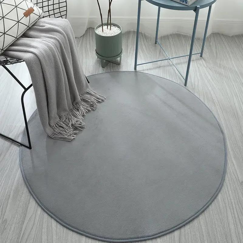 Runder Teppich im nordischen Stil Wohnzimmer Couchtisch Kinderzimmer Niedlicher einfarbiger Teppich Computerstuhl Hängekorb Weiche Matte