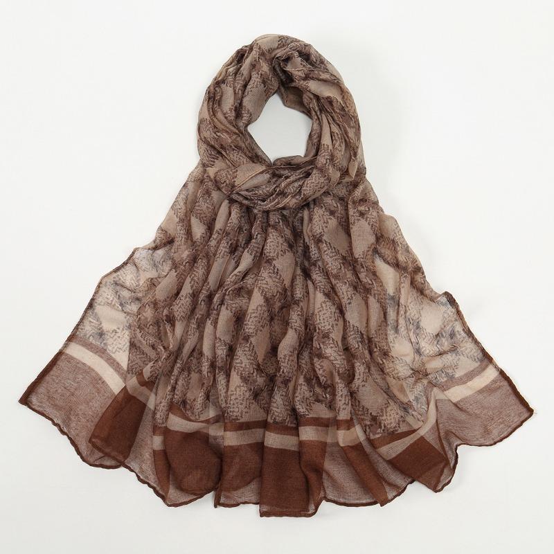 Spring and summer new light and breathable Bali yarn floral print shawl literary small fresh and elegant women's scarf