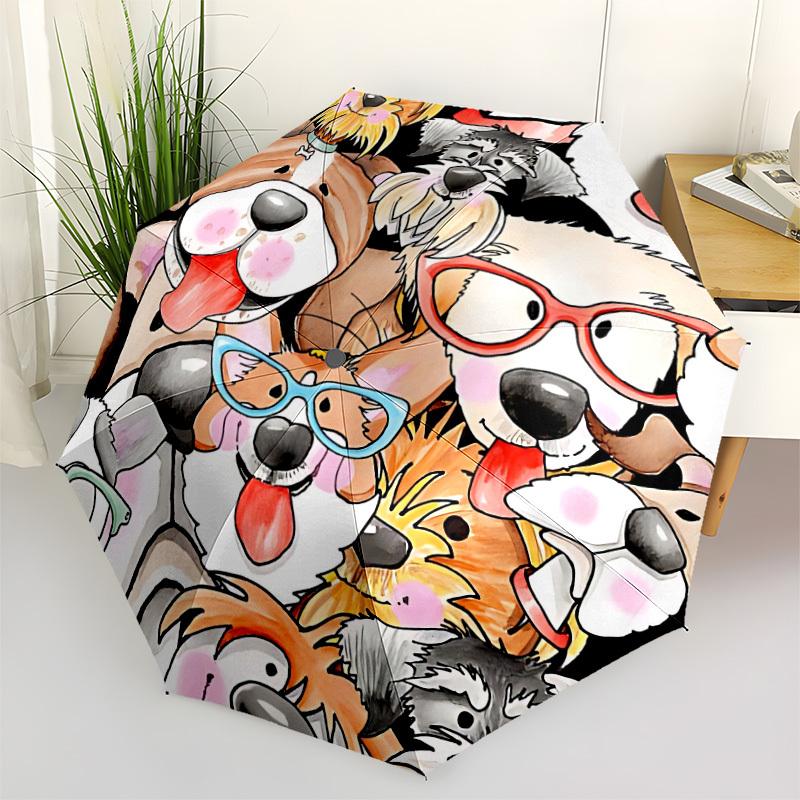

1pc Dogs Automatic Open/close Folding Umbrella, Compact Portable Travel Umbrella, Durable Construction yy251230086