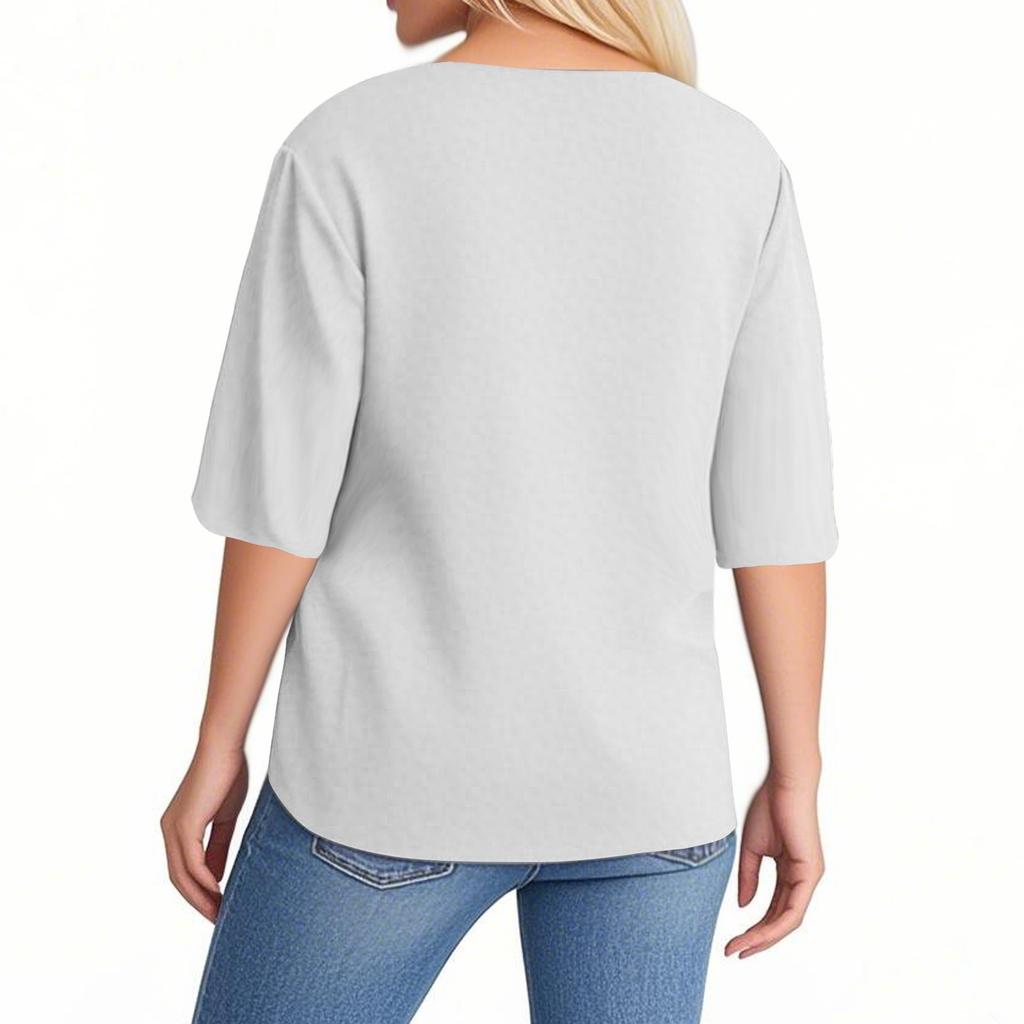 Fashion Ladies Casual V-neck Short Sleeve Regular Pullover Women's Tops T-shirt