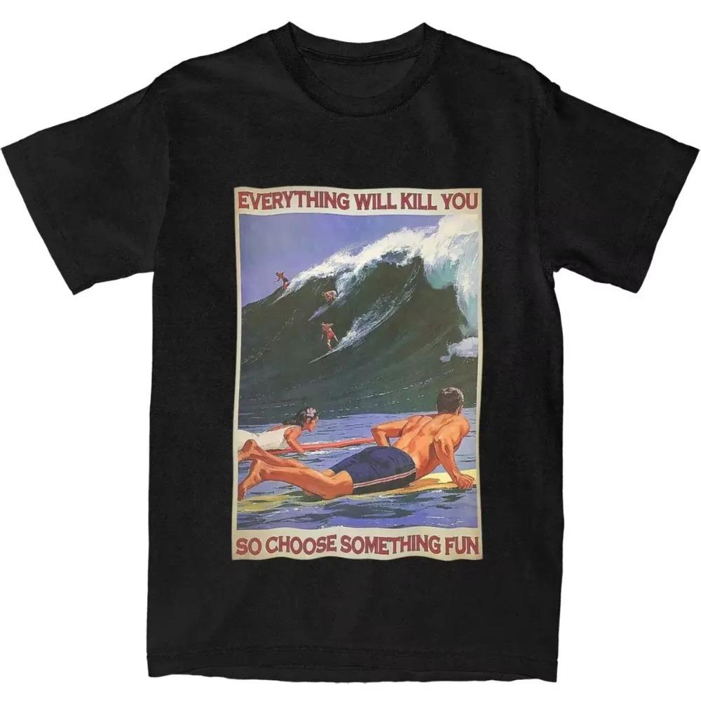 Men Women's Board Surfing Graphic Printed Tee Shirt Apparel Vintage Cotton Sport Surf Lover Fan T Shirt Tee Clothing Summer