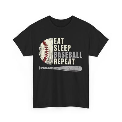 Essen Schlafen Baseball Wiederholen Baseballspieler Sportliebhaber T-Shirt