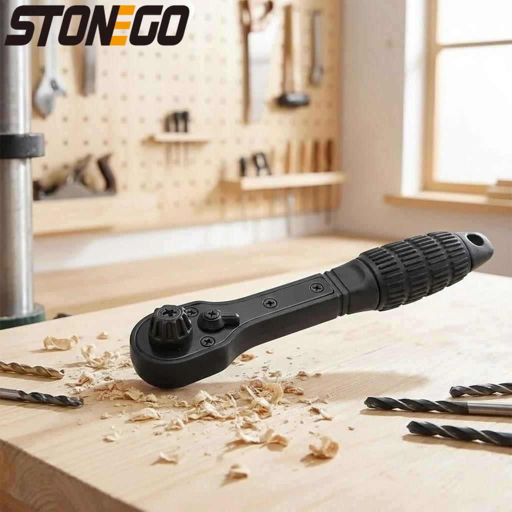 2-in-1 Bit Chuck Wrench Dual Ratchet Wrench Tool for 12.7mm 17.5mm Drill Press Clamping Adjustable Hand Tool