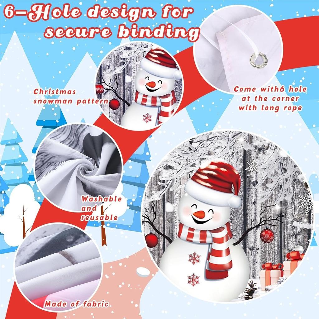 Impressive 7' x 16' Christmas Garage Banner - Snowflakes & Snowmen Decoration