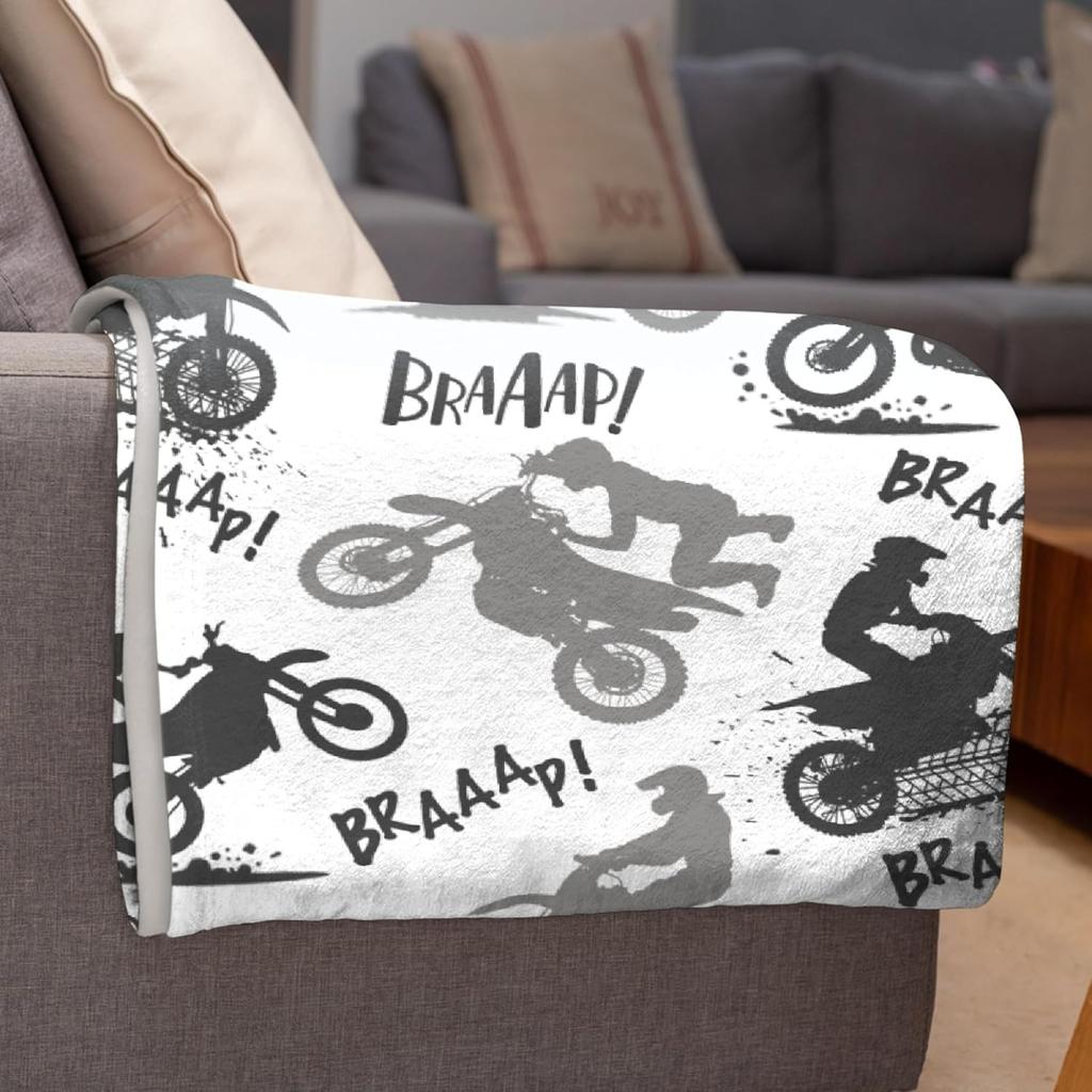 Dirt Bike Blanket Gifts,Ultra Soft Motorbike Throw Blanket| Gifts for Extreme Sports Motorcycle Lover,Motorcycle Blanket Decor for Sofa Bed Couch for