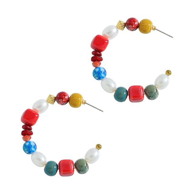 

Vedawas Большие круглые керамические серьги-кольца с жемчугом для женщин Модные цветные серьги-гвоздики из натурального камня Аксессуары Ювелирные изделия Подарки