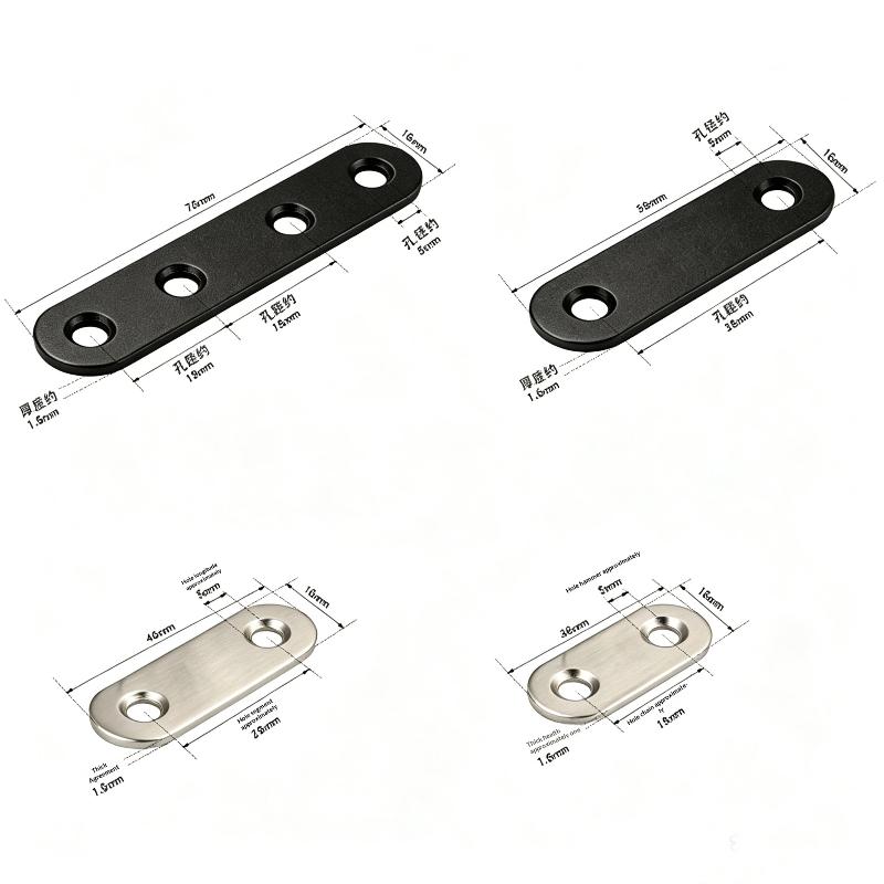 10 Stück Edelstahl Flachplatte Gerades Winkelstück Flache Metall-Winkelstütze Winkel Universelle Reparaturplatte Stütze Möbelstütze Verbin