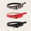 Simple PU Leopard Pattern Thin Belt Versatile Fashion Clothing with Skirt Belt Set