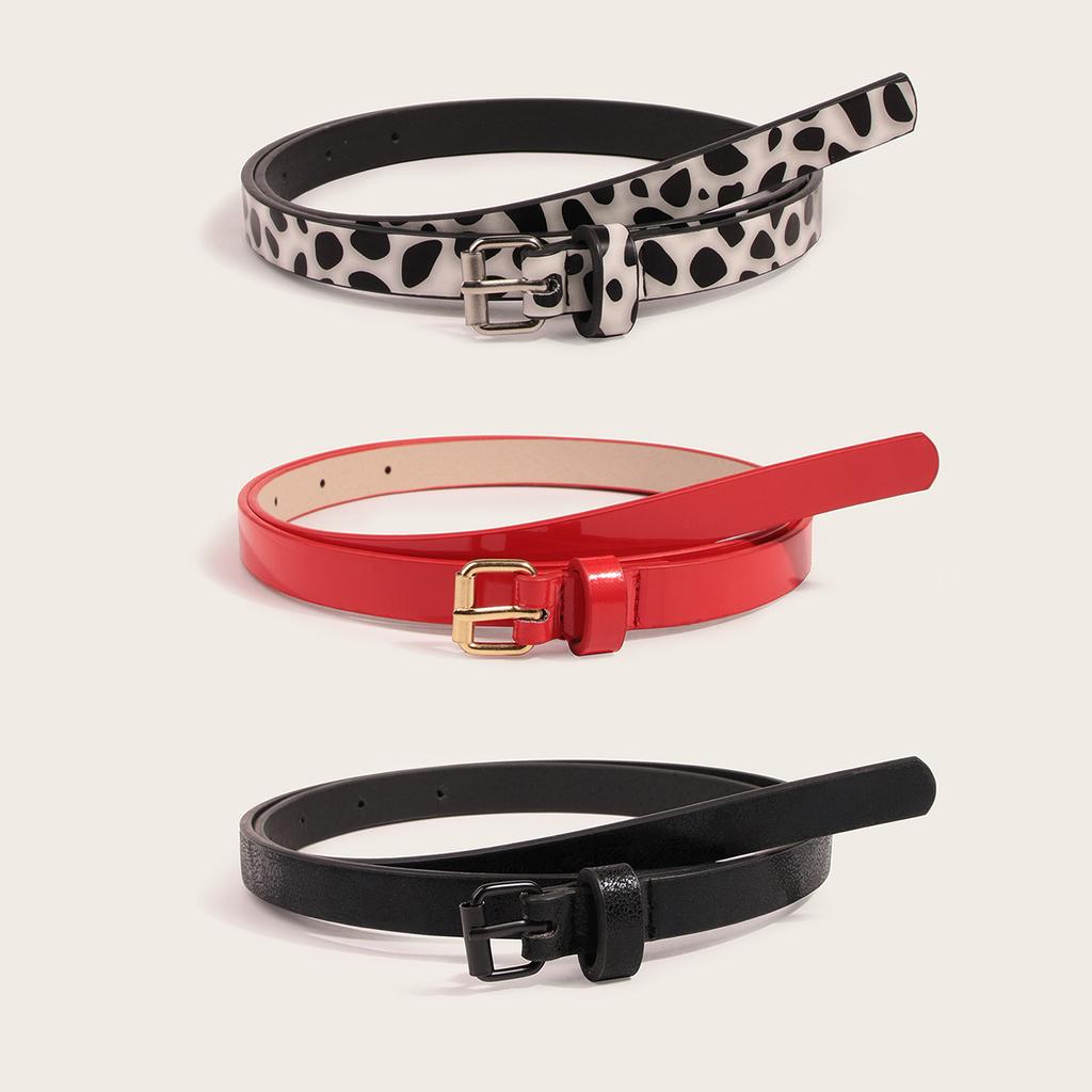 Simple PU Leopard Pattern Thin Belt Versatile Fashion Clothing with Skirt Belt Set