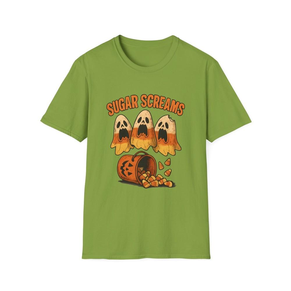 Unisex Softstyle T-Shirt Sugar Screams Funny Candy Corn Ghost Halloween Horror