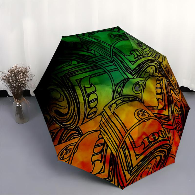 1pc Money Art Automatic Open/Close Umbrella Compact Folding Umbrella, All-Season Portable Umbrella for Women/Men F1124358
