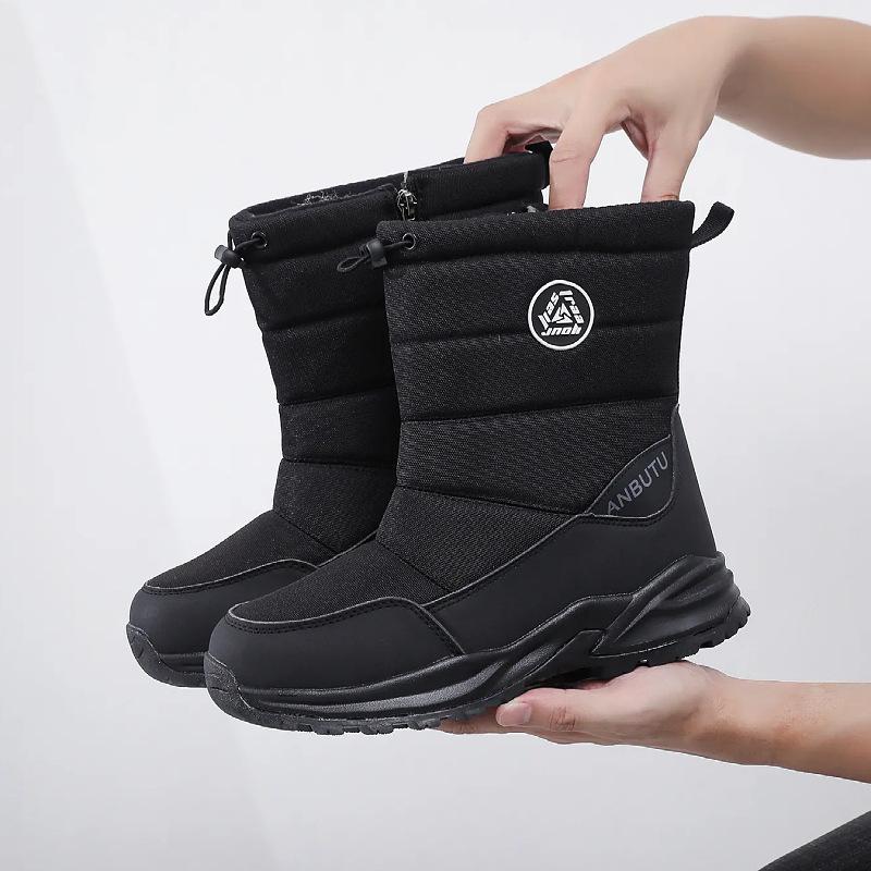 

Обработка мужских высоких водонепроницаемых и нескользящих утепленных хлопковых ботинок на заказ, парные женские ботинки средней длины, теплые зимние ботинки 46