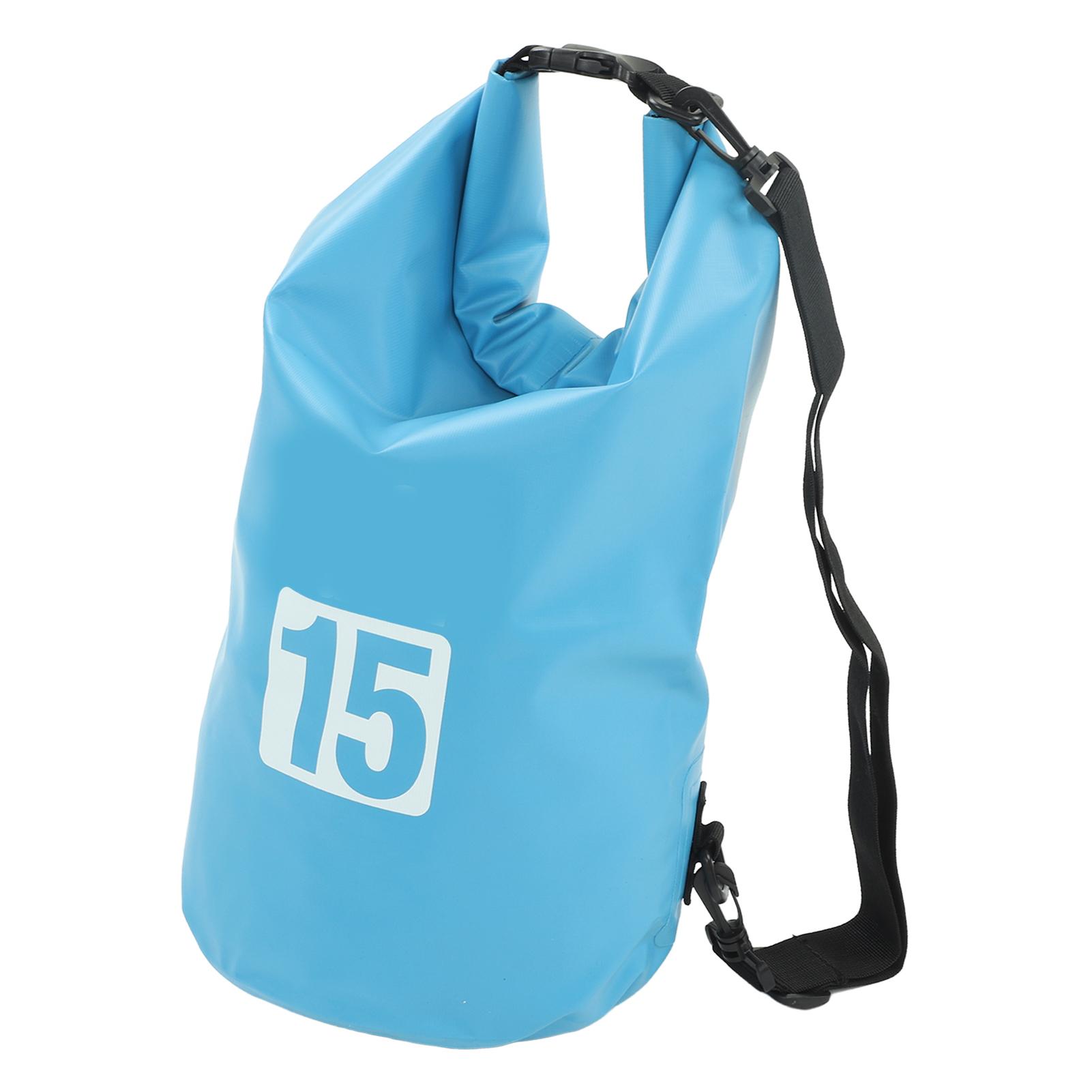 Waterproof Dry Bag Portable Foldable PVC Dry Storage Bag with Shoulder Strap for Swimming Rafting Camping 15L