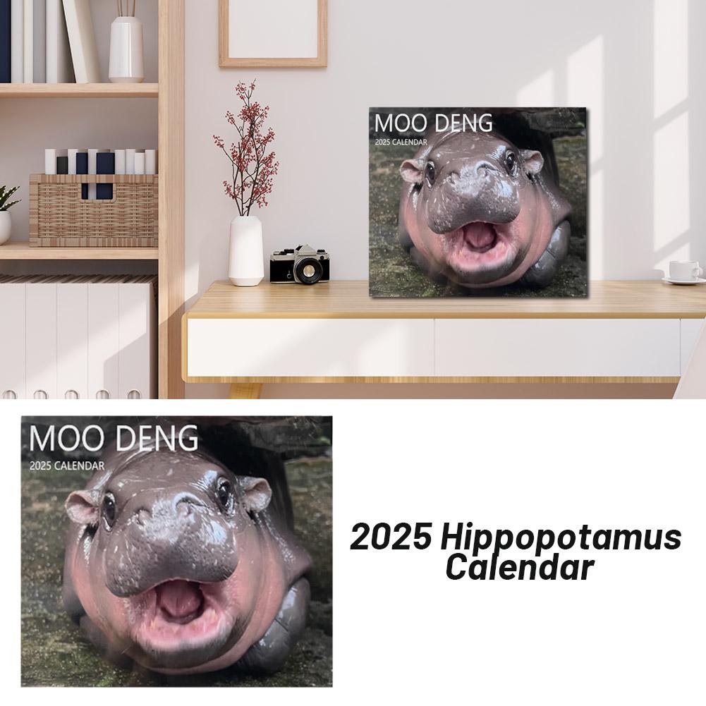 

2025 Новый календарь Бегемот Му Дэн настенный календарь Moo Home Decoration Planner милый настольный J9N6 A-1pcs