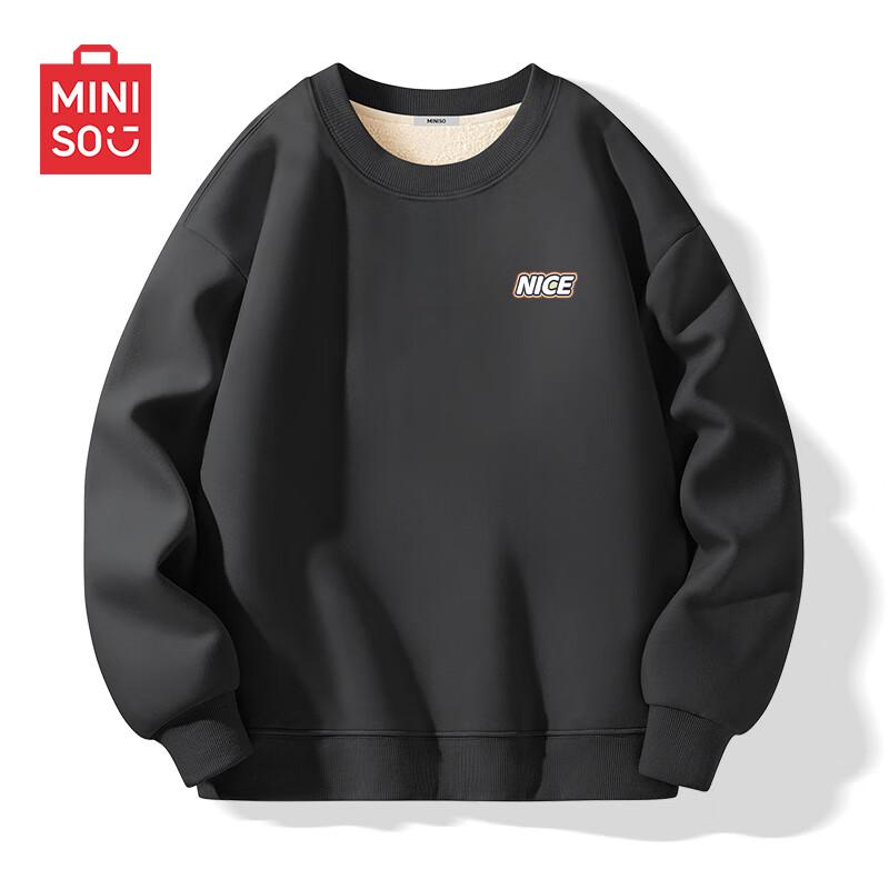 

MINISO Men s Fleece-Lined Crew Neck Sweatshirt 3XL