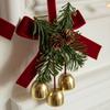 Wreath Christmas Chime Bell Green Pine Cone Bell Pendant Christmas Velvet Bow Bell  Garden Decor