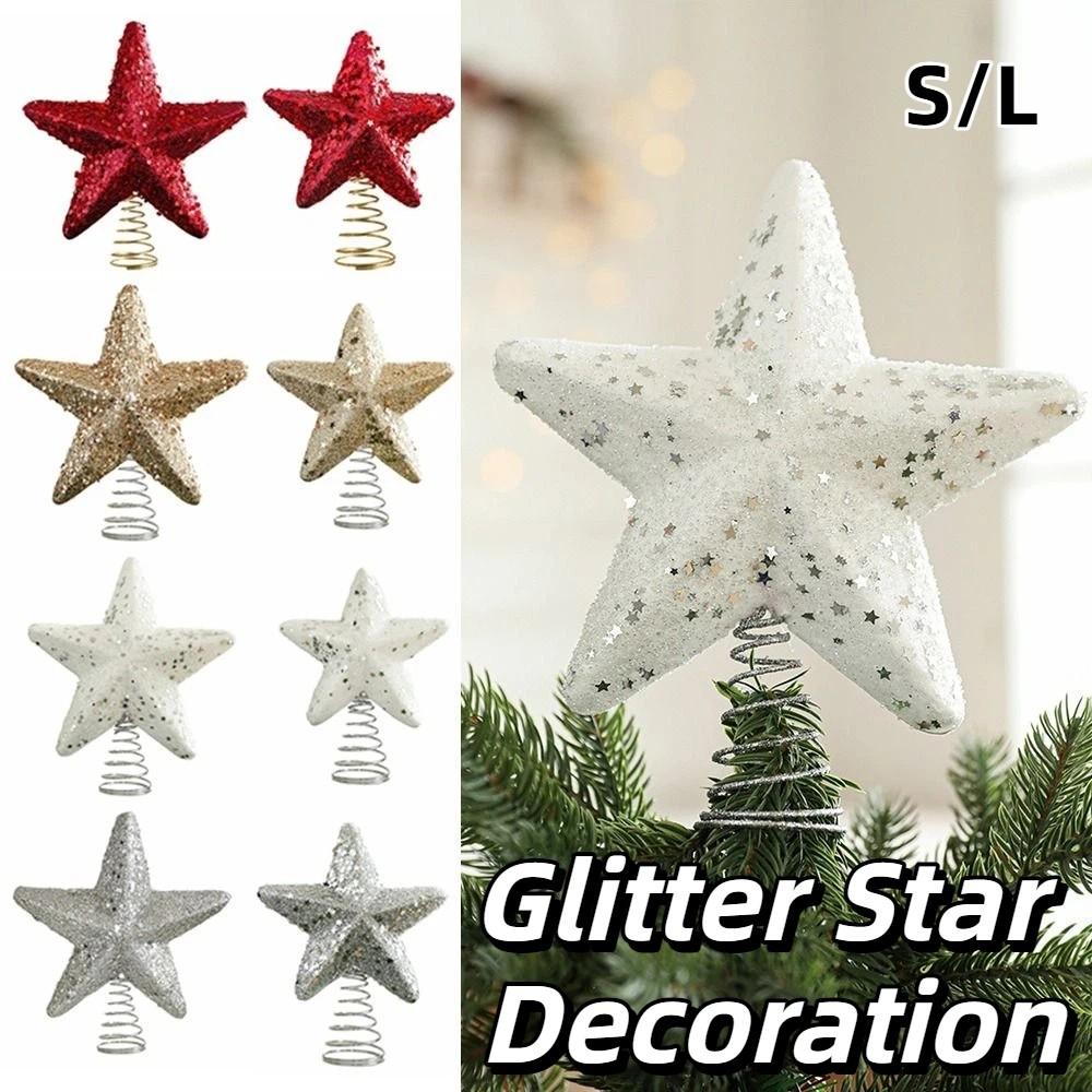 Shiny Christmas Tree Topper Decoration Unique Pentagram Decoration New Year Party