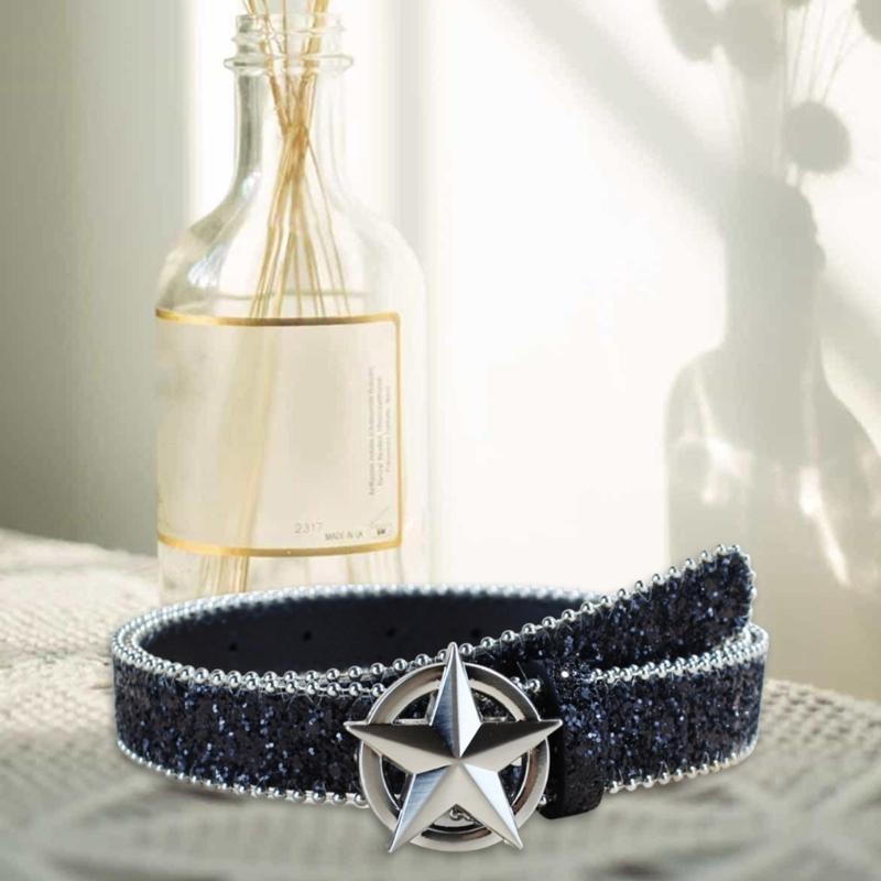 Heavy Duty Waist Belts for Jeans Pants Heavy Glitter Buckle Belt Bandsman