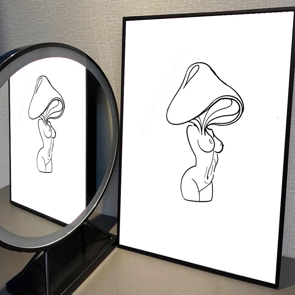 1pc Don't Forget Your Roots Art Cactus Sexy Mushroom Poster Self-adhesive Art Waterproof Paper Sticker Wall Decor