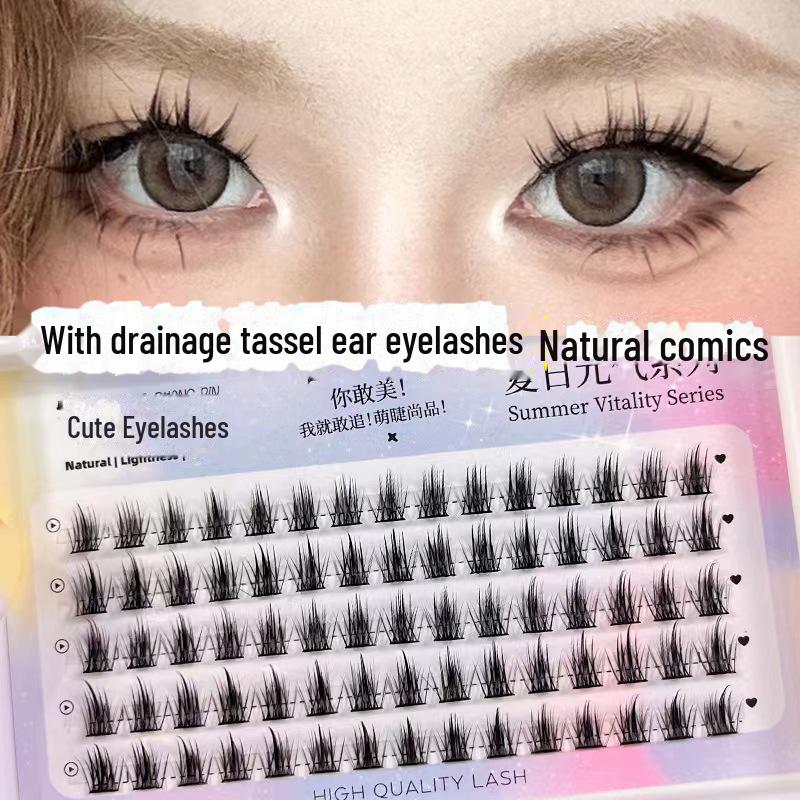 Mengji Shangpin 10-Row Tassel Wheat Eyelashes - Natural Cartoon Style for Easy, Photogenic Look