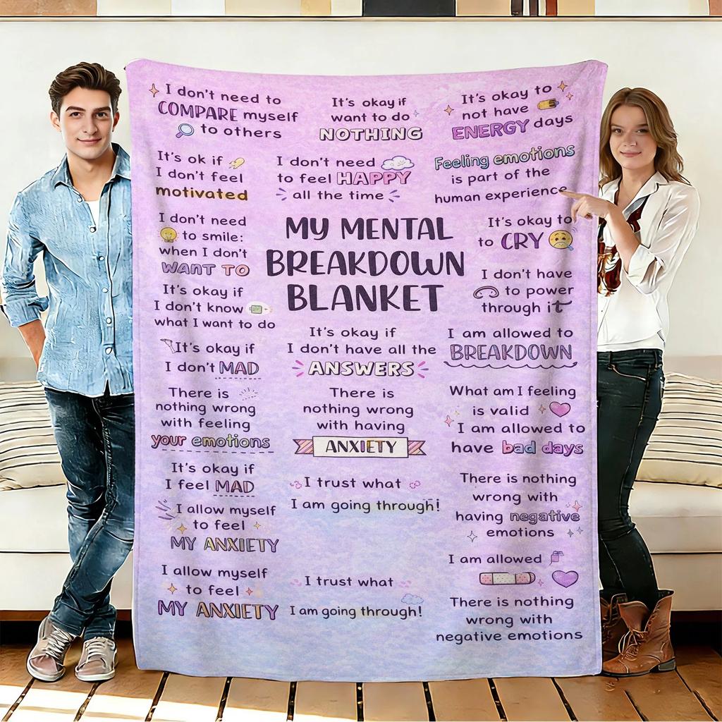 Mental Breakdown Quotes Flannel Blanket Soft Cozy Throws Napping Travel Use