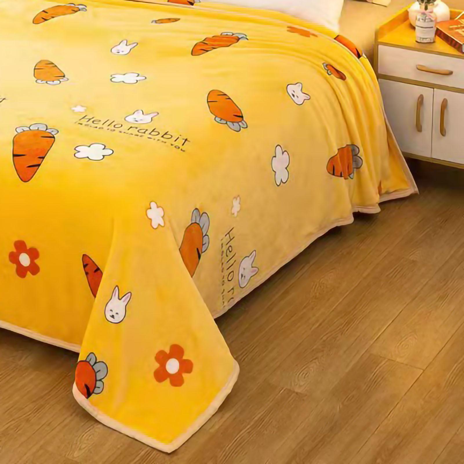 Throw Blanket Cartoon Pattern Thickened Air Conditioning Blanket for Home Bedroom Office Travel Happy Radish 180x200cm 180x200cm / 70.9x78.7in
