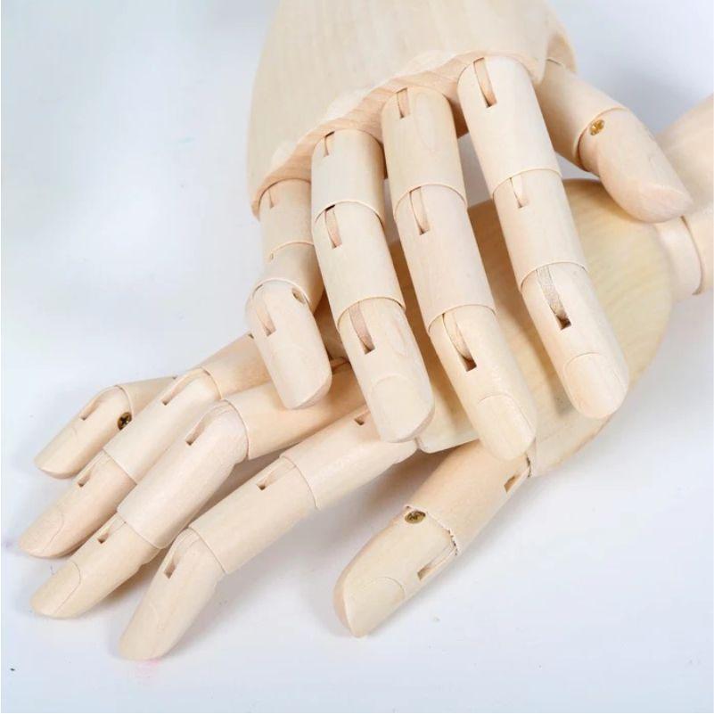 Right Left Wooden Hand Model Sketching Drawing Jointed Movable Fingers Mannequin