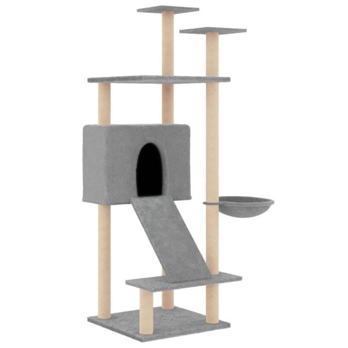VidaXL Arbre à chat avec griffoirs en sisal Gris clair 153 cm 171751