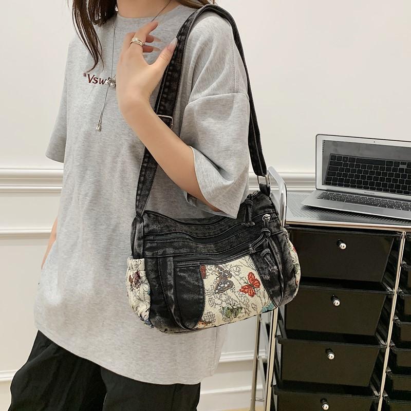 Τσάντα Τζιν Πολλαπλών Θηκών Τσάντα Χιαστί Γυναικεία Τσάντα Ώμου