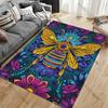 Vibrant bee surrounded by flowers carpet Yoga living room room decor children's crawling mat doormat area rug games mat