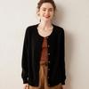 Women's Versatile Round Neck Casual Cashmere Knit Cardigan - Lightweight, Large Size Outerwear