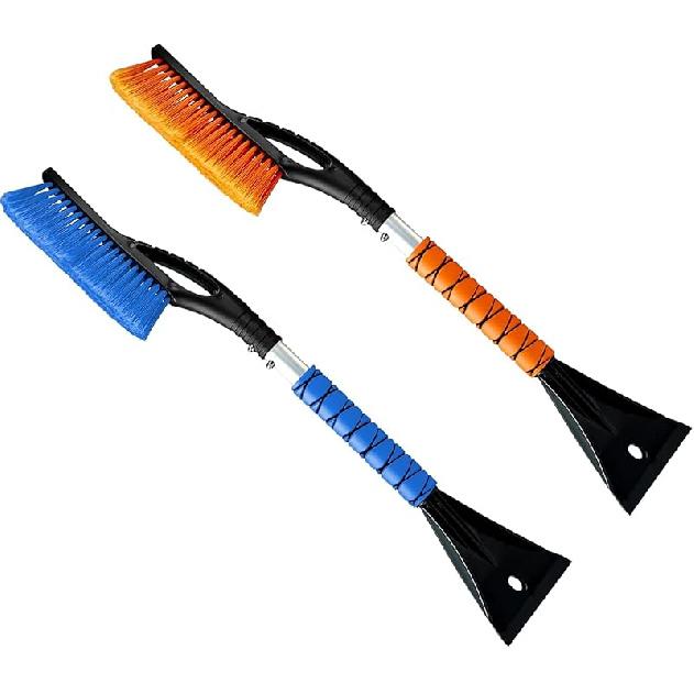 27" Snow Brush and Ice Scrapers for Car Windshield (1 Pack), Window Ice and Snow Scraper with Ergonomic Foam Grip, Snow Windshield Scraper with