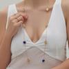 Colorful Heart Glass Stone Tassel Earrings & 18K Gold Plated Stainless Steel Necklace
