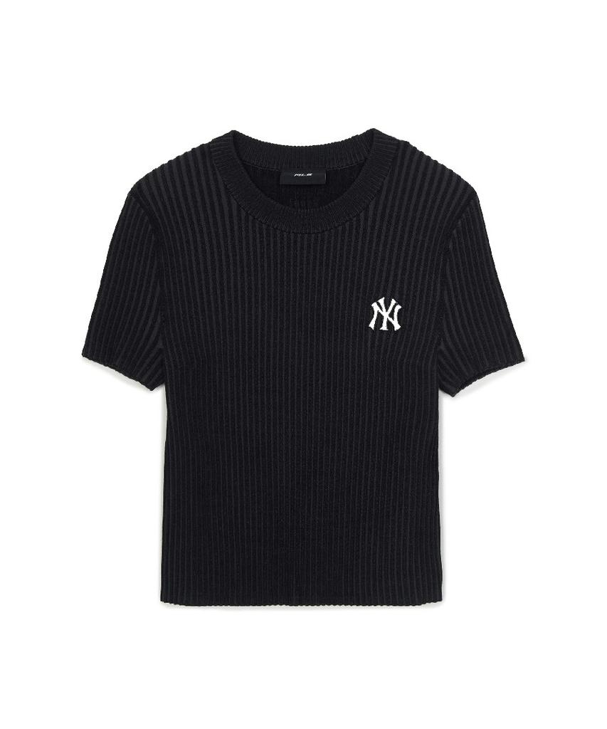 Emelbi Women'S Basic Street Rib Short Sleeve Knit Ny (Black)