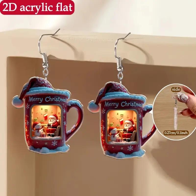 Festive Santa & Snowman Acrylic Earrings