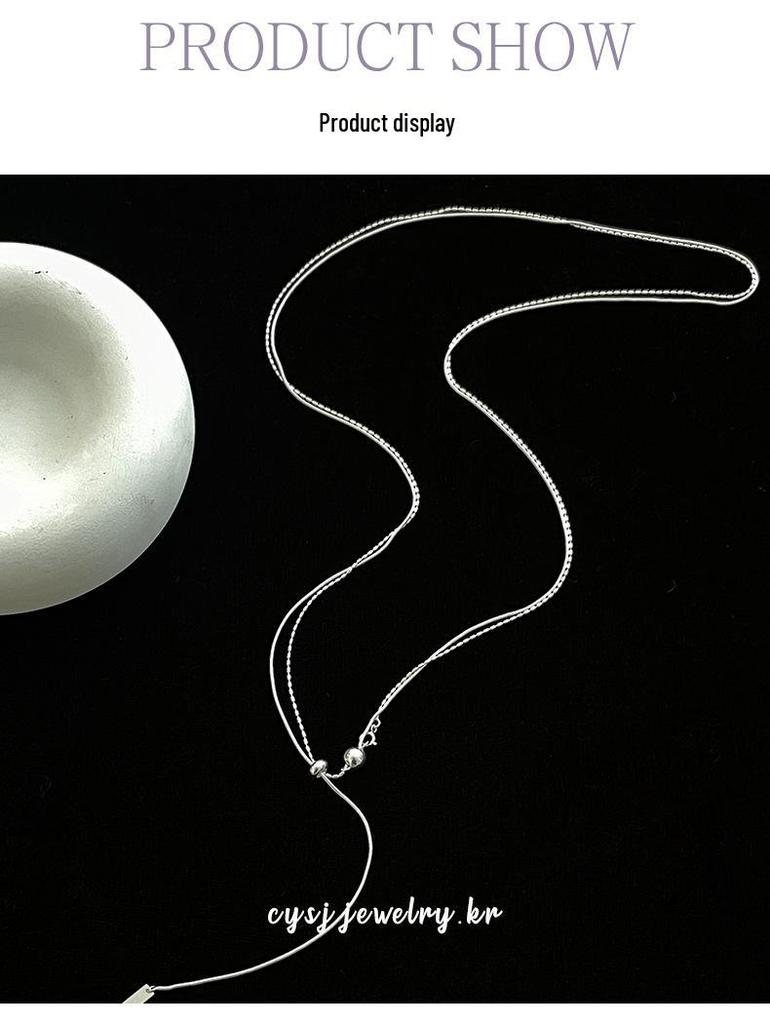 Cui Yan S925 Sterling Silber Doppellagige Runde Perle Koreanischer Stil Verstellbare Choker-Halskette für Damen