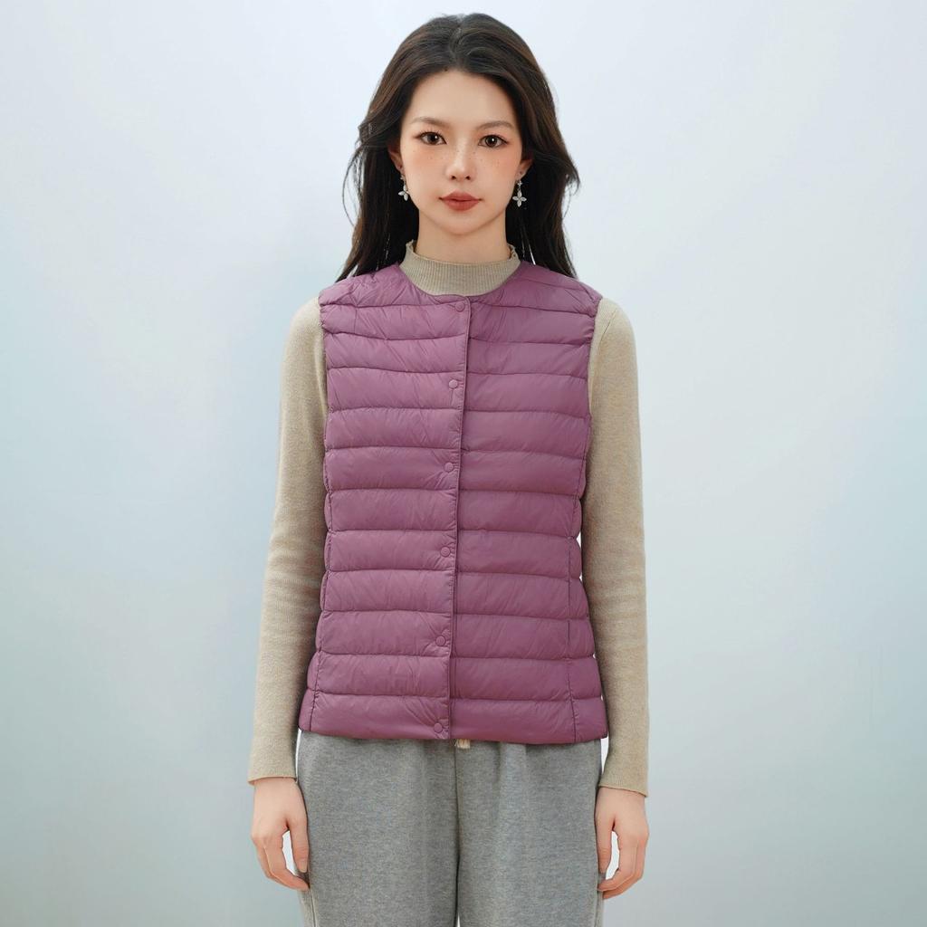 Autumn and Winter Women's Waistcoat Round Neck V-neck Lightweight Down Jacket Vest Duck Down Waistcoat