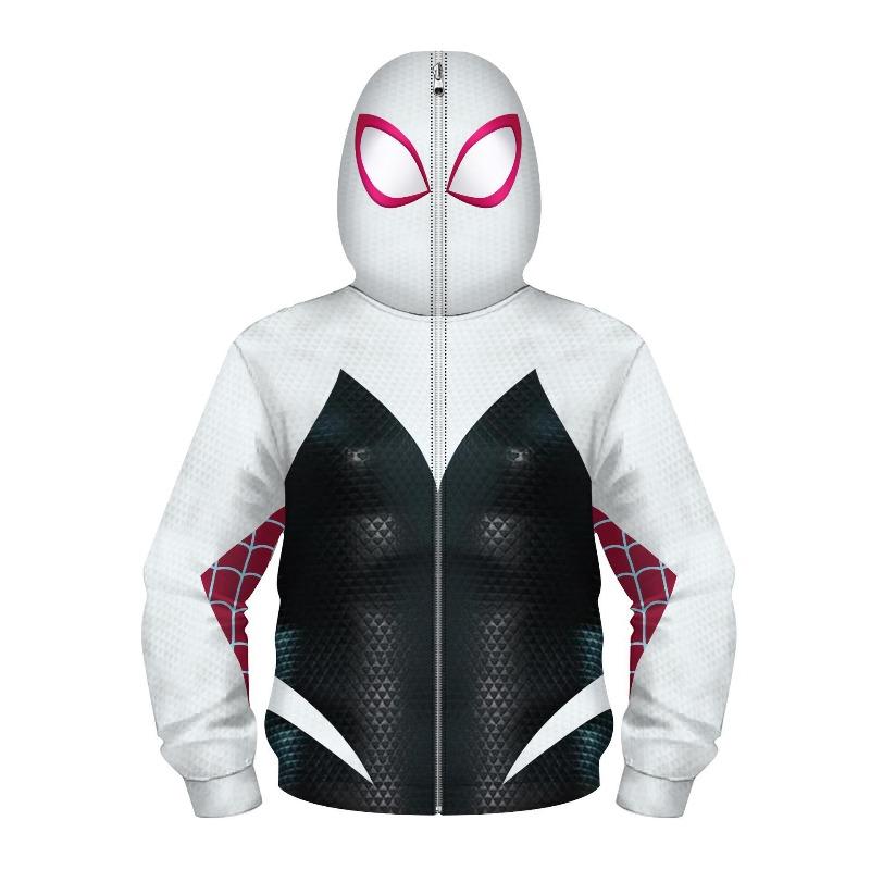 Boys Spring Autumn Spider Series 3D Digital Print Kids Roleplay Masked Long Sleeve Hooded Sweatshirt Kids