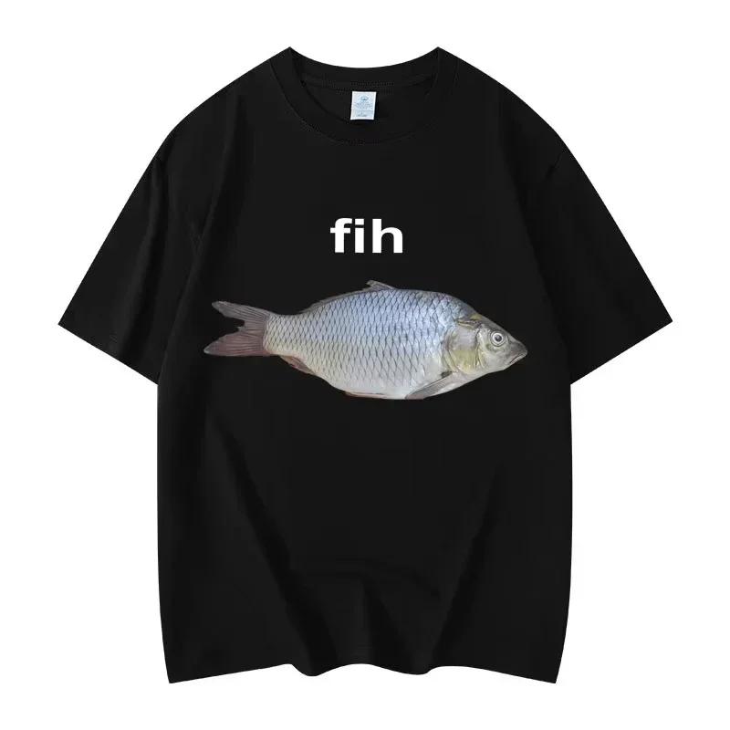 

Fih Fish Funny Meme Summer T Shirt Fashion Short Sleeve T-shirts Women Clothing Summer T-shirt Streetwear Tops Women Clothing 3XL