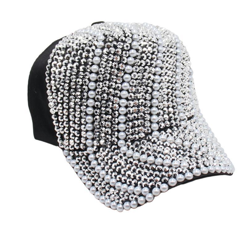 Hat Female Cap Casual Rhinestone Baseball Cap Flash Diamond Sun Hat Handmade Light Board Hat Tide